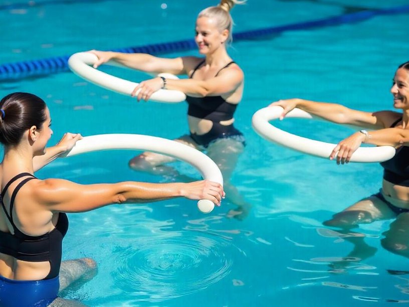 Aerobic übungen mit schwimmnudel 